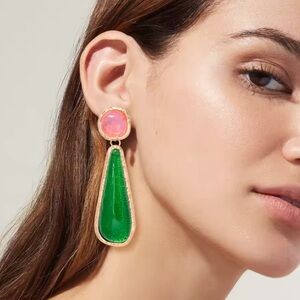 Zara Selena Gomez Gold Green Resin Earrings